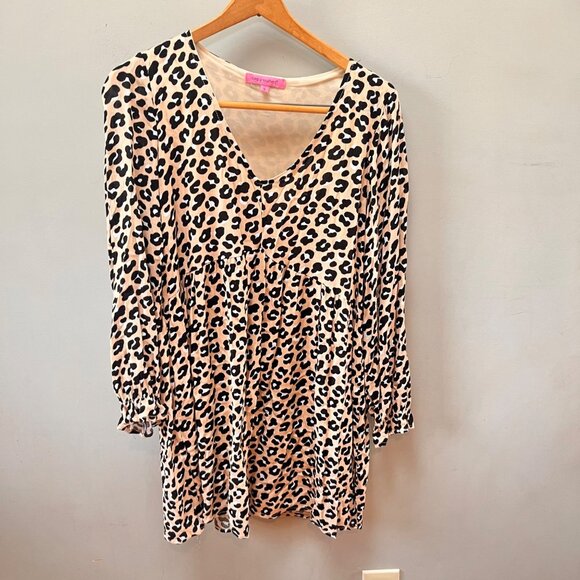 Leopard‎ Print Simply Southern Womens Long Sleeve Dress Small - Picture 1 of 5